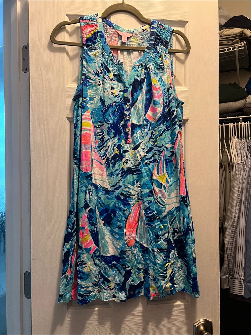 Lilly Pulitzer Blue Multi Sailboat-Print Sleeveless Mini Dress
